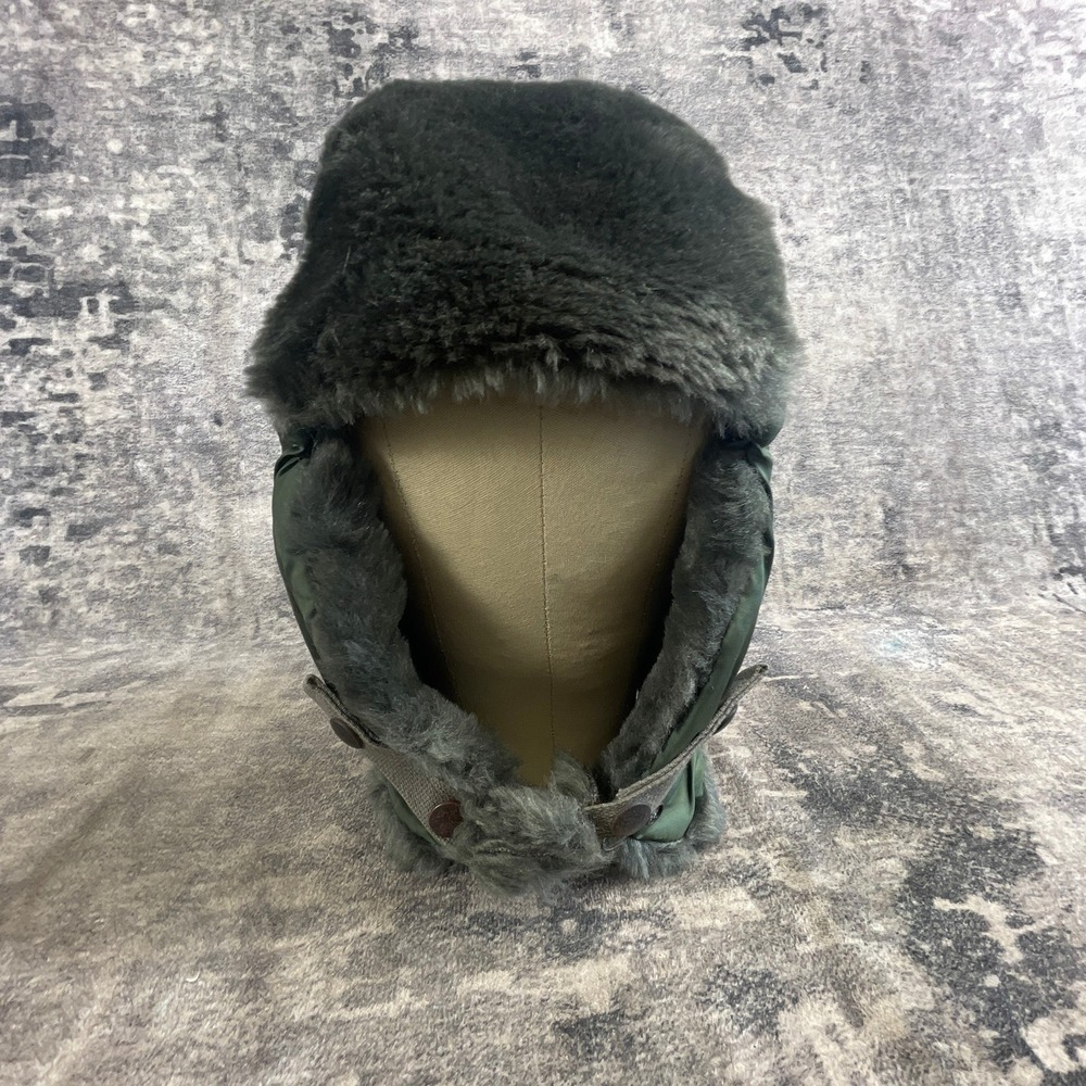 Vtg 80s US Military Large B-9B Cold Weather Flyer Helmet Hat Olive Green